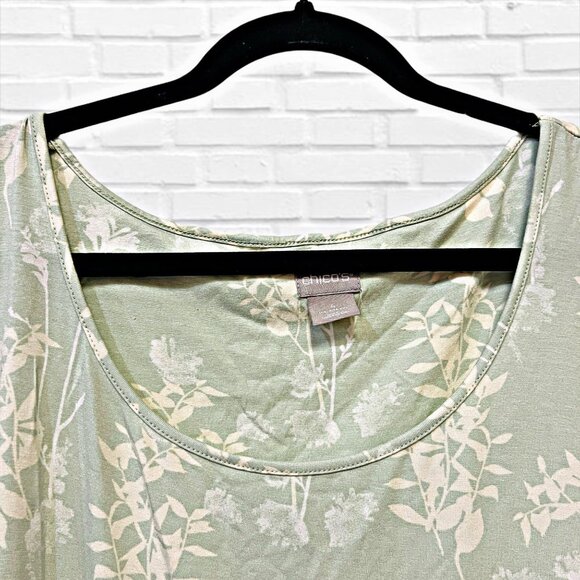 Chico's Floral Tank Top Basic Knit Blouse The Touch of Cool Polished Pullover - Picture 10 of 11